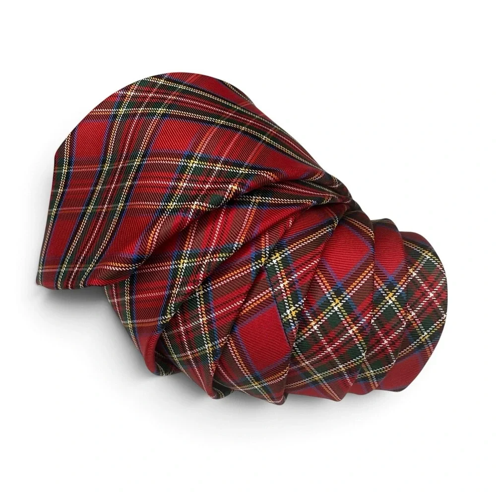 Tommy Hilfiger 100% Silk Mens Tie Red Plaid 3